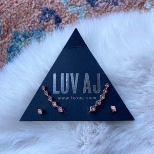 LUV AJ rose gold earring set studs and ear crawler minimalist style jewelry